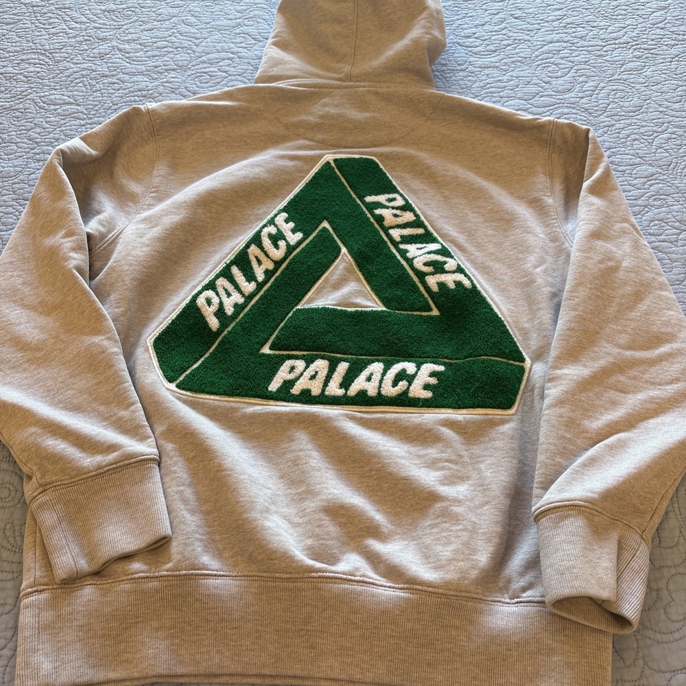 Palace Mens Medium Tri-Chenille Hoodie Gray/Green Skateboard Sweatshirt
